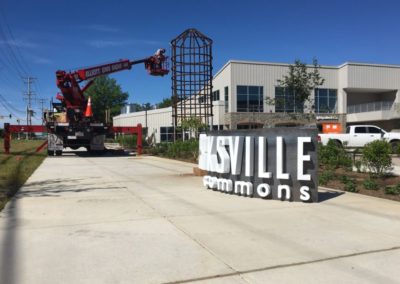 Installation of channel letters with 60ft bucket truck