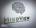 Mindview Behavioral Health and Wellness Logo made out of Acrylic Dimensional Letters with Metal Finish Laminate. It’s a great Alternative to expensive metal cut out letters.