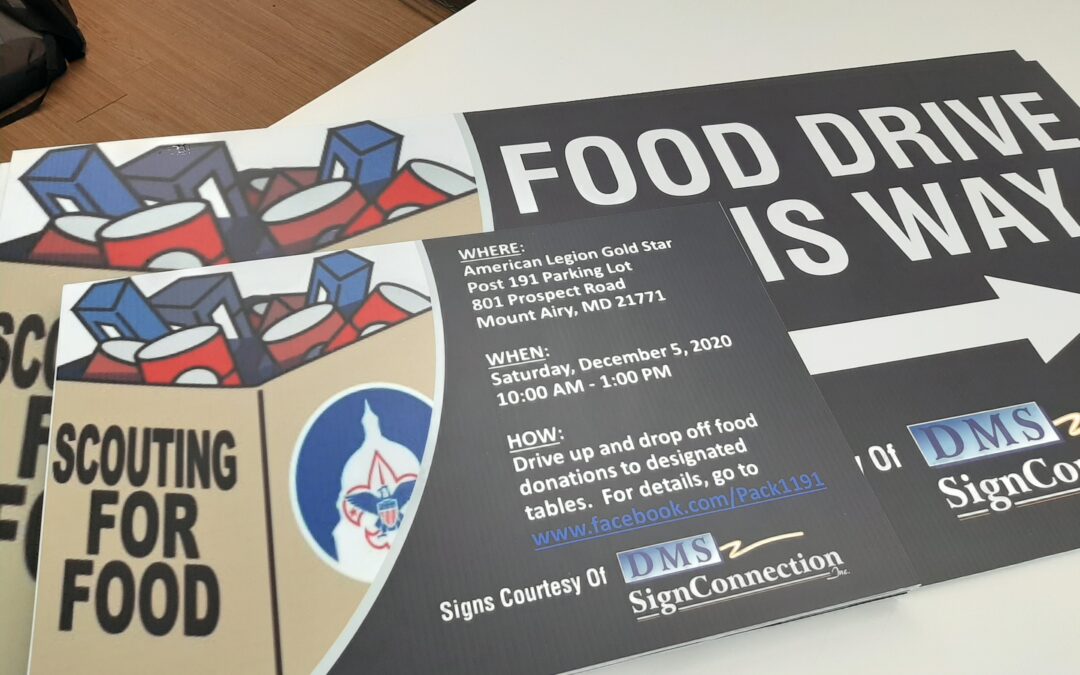 Food Drive Signs for American Legion Gold Star Mt Airy MD