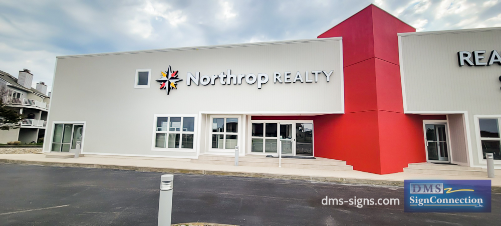 Handcrafted Large Format Illuminated Building Logo for Northrop Realty in Bethany Beach