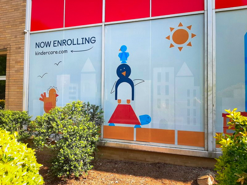 Perforated Privacy Film With Printed Graphics Installed In Georgetown DC For Daycare Facility