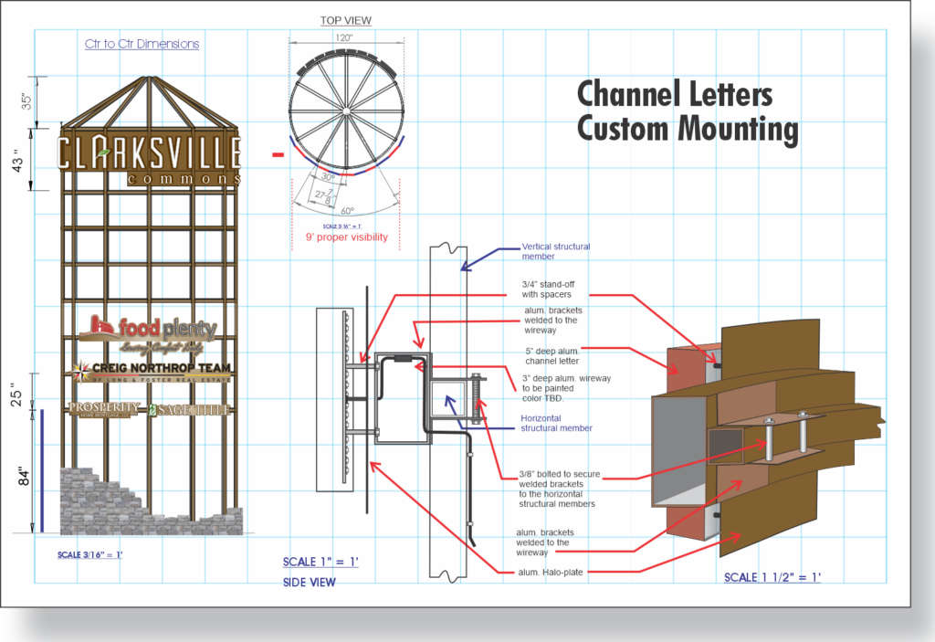 Channel Letter construction - Custom Curved Raceway