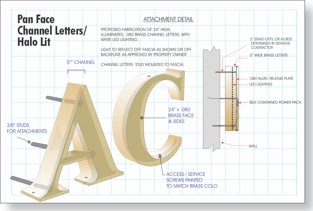 Channel Letter construction - Pan Face Halo Lit